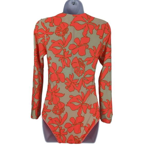 Maaji Dali Flowers Triton Surf Swimsuit 1 Piece Long Sleeve Reversible M New - Picture 4 of 9